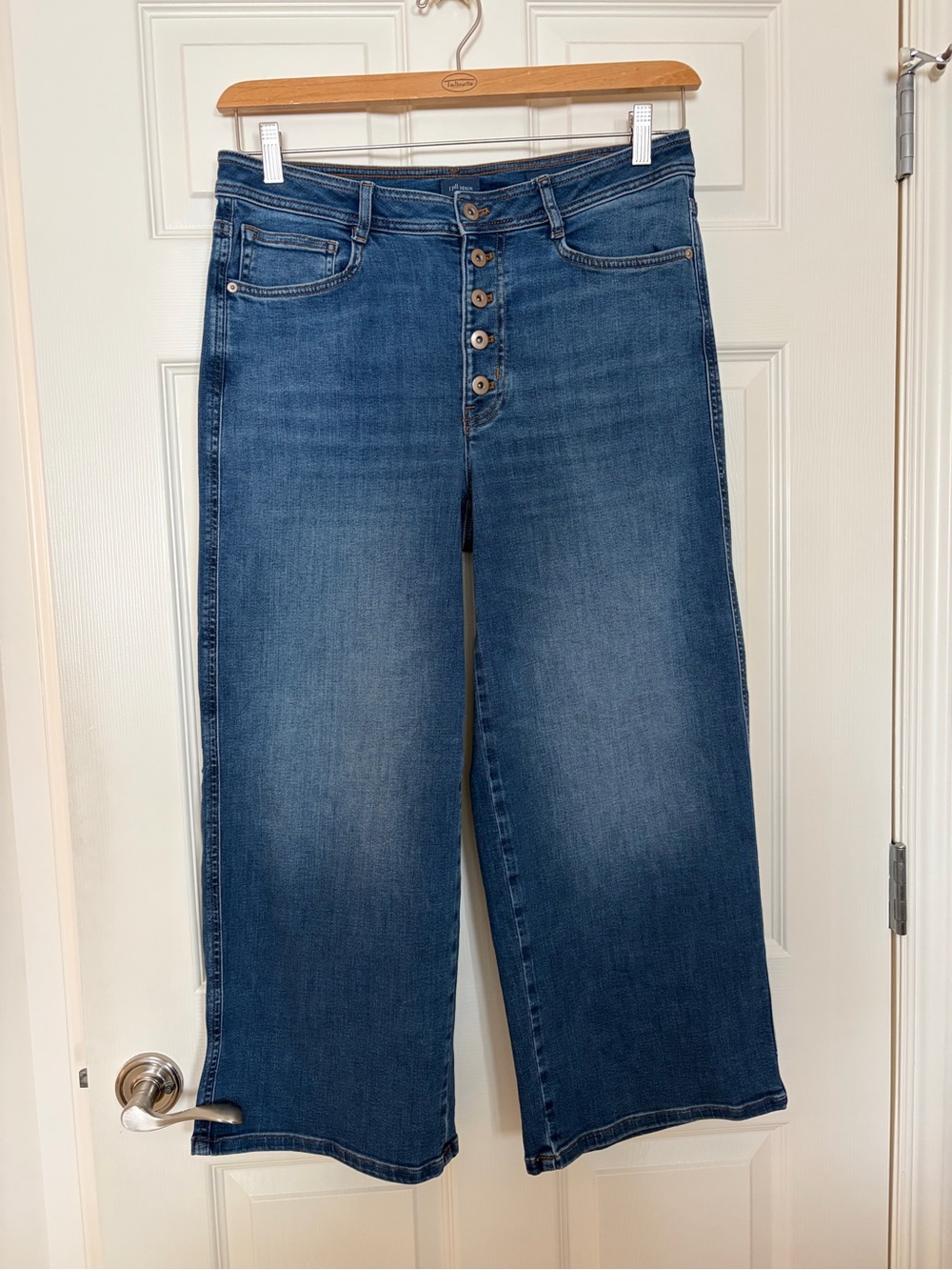 J. Jill Wide-Leg Button-Front Jeans in Blue Wash
